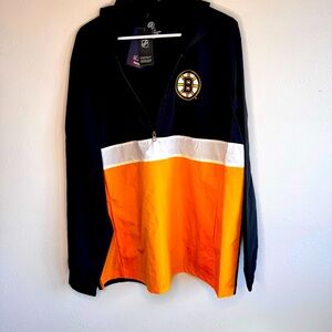 NWT Fanatics Boston Bruins NHL Hooded Windbreaker Jacket SZXL Athletic Fan Club